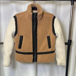 Design History girls Camel combo faux Sherpa teddy Jacket large